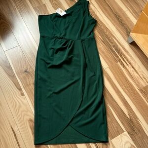 NEW one shoulder emerald green dress women’s extra large new with tags